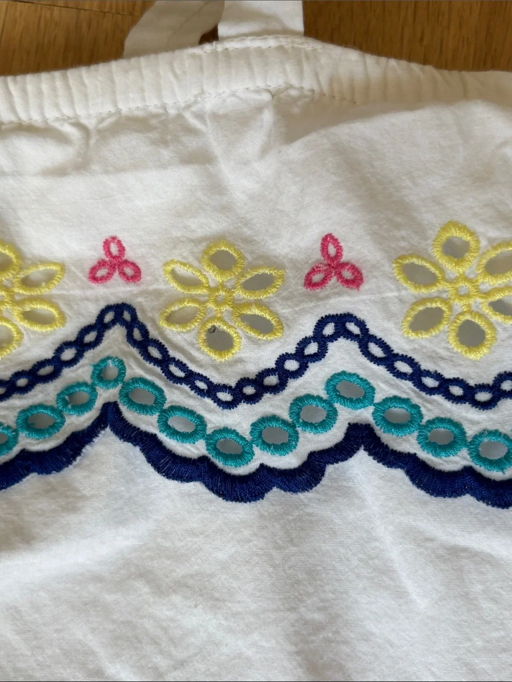 Gymboree White Tank Top with Multicolor Scalloped Embroidery